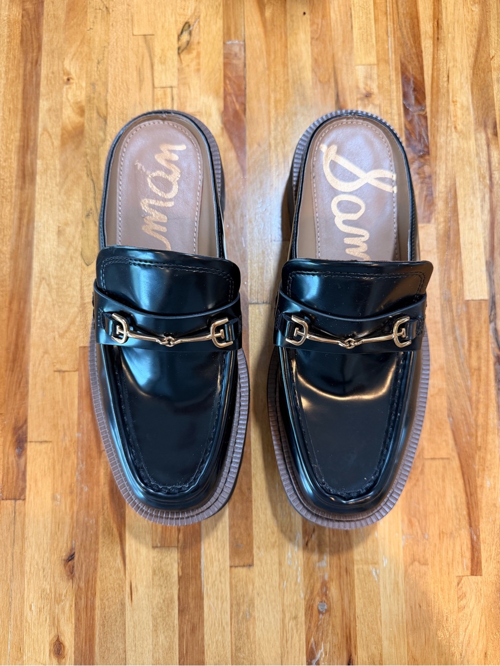 Sam Edelman Lennon Loafer Mules Black Size 6 Slip On Chunky Lug Sole